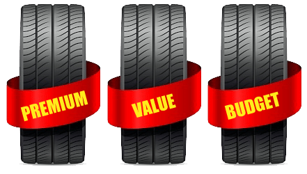 Choose between premium, value and budget tyres